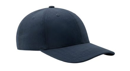 Navy blue baseball cap for clothing branding and custom apparel design, Isolated On Transparent Background
