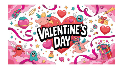 Valentine's Day Illustration: a vibrant illustration with lovely, romantic elements, ideal for celebrating love and affection.