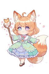 Chibi anime girl with fox ears