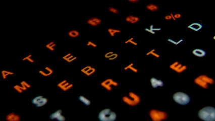 Digital Display of Glowing Alphanumeric Characters