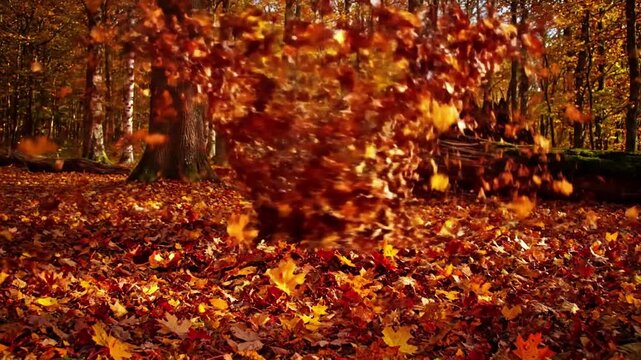 Dynamic Nature's Art leaf swirl autumn Capture the artistic and abstract patterns formed by hundreds of multi colored leaves as they