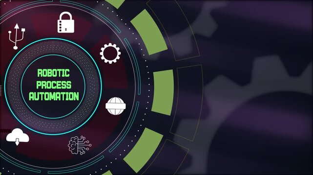 Modern digital interface showing robotic process automation elements, ideal for corporate productivity and tech presentations.