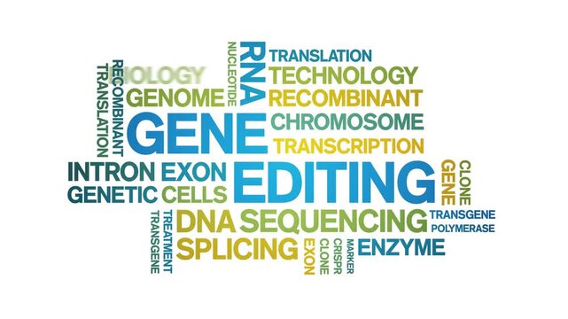Gene Editing animated word cloud-text design animation tag kinetic typography seamless loop.