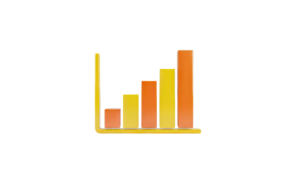 3D Bar Chart on transparent background