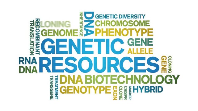 Genetic Resources animated word cloud-text design animation tag kinetic typography seamless loop.