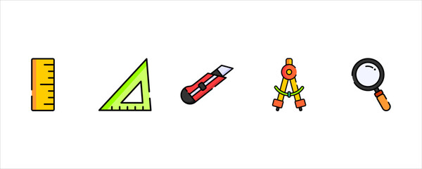 Student Drawing and Measurement Tools Icon Pack