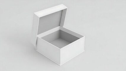Open white box on gray background