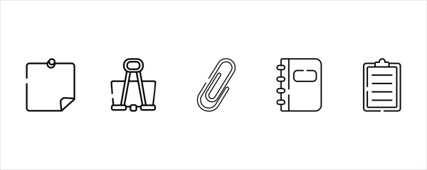 Outline Stationery and Document Holder Icon Set