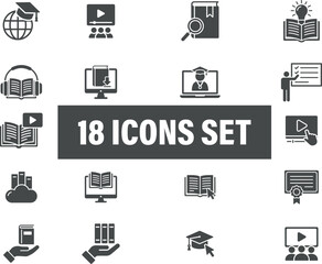 E-learning and Online Education Icons Set. Education icons for online learning. including online 
learning, e-learning, graduation, books, certificates