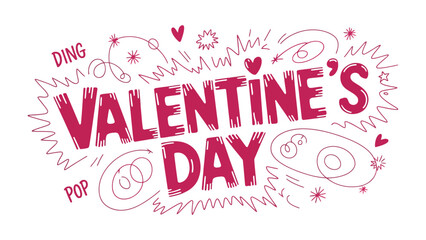 Valentine's Day Calligraphy: A vibrant calligraphy piece celebrates the warmth of love, embellished with hearts and playful doodles