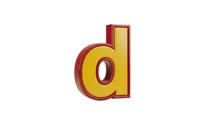3D Lowercase Letter D on transparent background