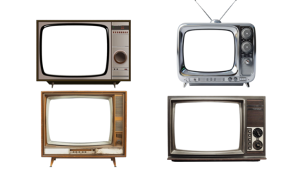 old vintage retro tv set vector no background