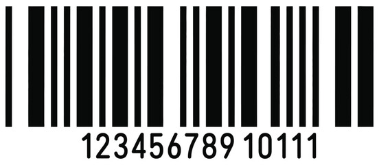 Realistic barcode vector icon, fake line barcode design for price labeling, product identification, sales management, and retail inventory tracking systems.