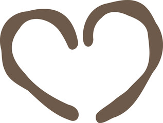 Hand Drawn Brown Heart Outline Accent Illustration