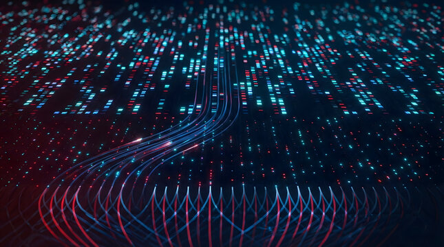 Abstract digital data stream background with falling binary code,cyber security and matrix network concept,futuristic information technology flow,big data processing system,software programming art - Powered by Adobe