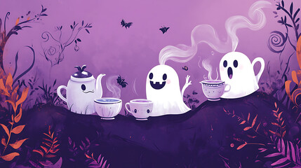 Adorable Halloween-themed background design, ideal for creating playful and festive backdrops or wallpapers.