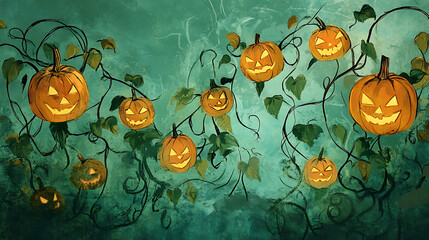Adorable Halloween-themed background design, ideal for creating playful and festive backdrops or wallpapers.