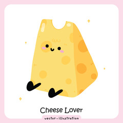 Kawaii Cheese Coquette Aesthetic Food Illustration Vector