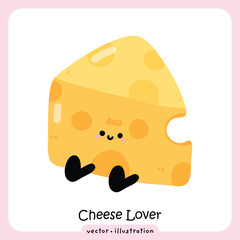 Kawaii Cheese Coquette Aesthetic Food Illustration Vector