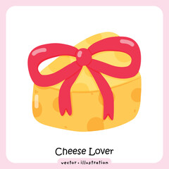 Coquette Aesthetic Cheese Clipart, Cute Food Illustration with Pink Bow, Kawaii Swiss Cheese Wedge with Pink Ribbon Bow Illustration
