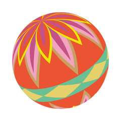 和風の可愛い鞠のイラスト素材