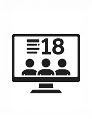 Digital tablet displaying age restriction symbol 18 with three checkboxes for verification process