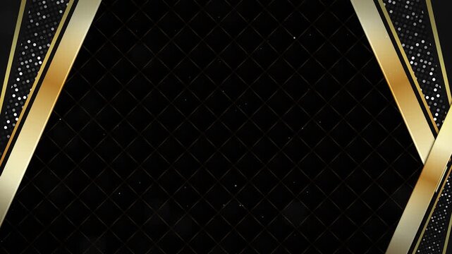 Luxury Black and Gold Background Animation with Geometric Pattern and Metallic Frame. Premium Corporate Motion Design