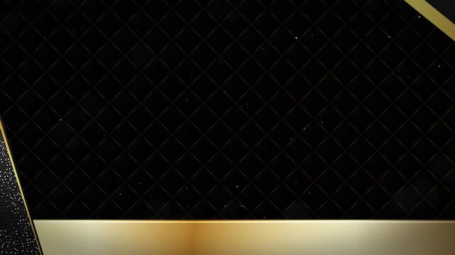 Luxury Black and Gold Background Animation with Geometric Pattern and Metallic Frame. Premium Corporate Motion Design