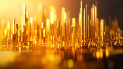 Ultra-realistic golden finance background with stock market graphs, money, gold bars, candlestick charts, luxury infographic design.