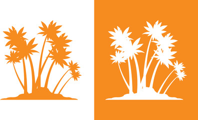 Tropical Palm Tree Silhouettes Icon Set