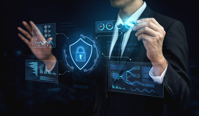 A futuristic cybersecurity dashboard for a Security Operations Center (SOC). The system monitors the network, analyzes data for threats, and provides comprehensive protection. Fermion