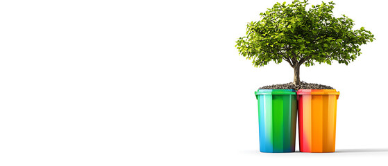 recycling and nature themes: photos of trees sprouting from waste, Earth held above trash, and green initiatives with ample blank spaces for environmental messages.