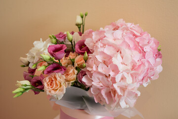 A bouquet of different natural, fresh flowers.