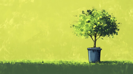 recycling and nature themes: photos of trees sprouting from waste, Earth held above trash, and green initiatives with ample blank spaces for environmental messages.