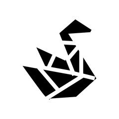 vector illustration of a black origami swan