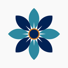 Stunning blue and teal flower graphic with orange center