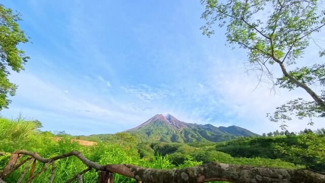 Timelapse of clouds and smoke from Mount Merapi volcano. Ideal for nature and news backgrounds