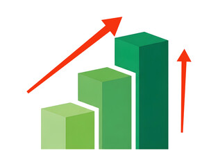 Rising Bar Chart Growth Illustration on Transparan Background