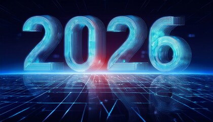 A glowing neon 2009 new year sign shines bright against a black night background in this 3d holiday illustration celebrating a happy new date