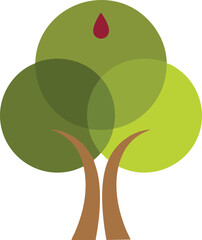 An abstract green tree symbol representing nature, growth, balance, and environmental harmony, suitable for eco, wellness, and sustainability themes