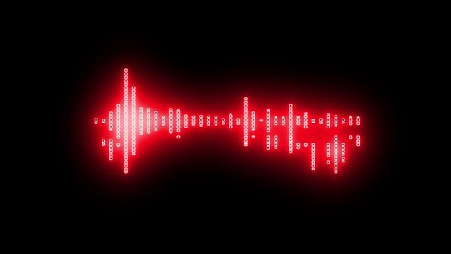 Red digital sound wave with binary code pattern on black background