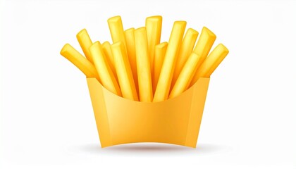 Crispy golden french fries vector illustration, deep fried potato sticks, fast food snack, realistic fried potato design, isolated on white background vector