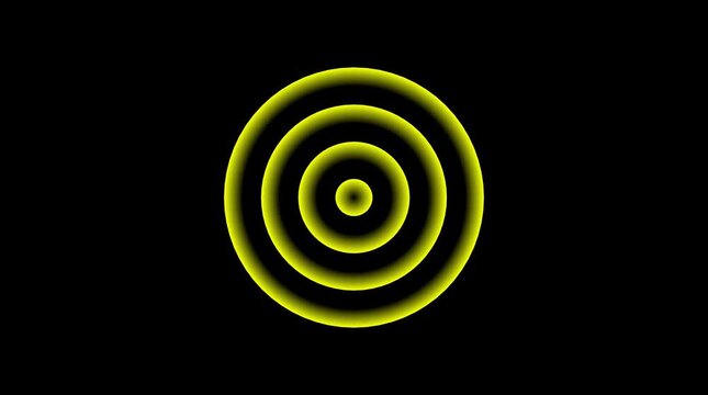 Digital radio waves screen animation on black background.Radial fade wave for sound, swirl, radio and sonar. Abstract concentric graphic icon.