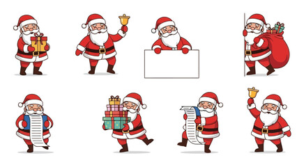 Festive Santa Claus Collection Delightful Illustrations of Santa in Various Poses for Christmas Cheer © Adel