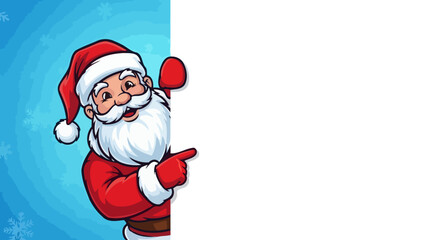 Santa Claus Pointing Holiday Illustration with Blank Space for Text or Message © Adel
