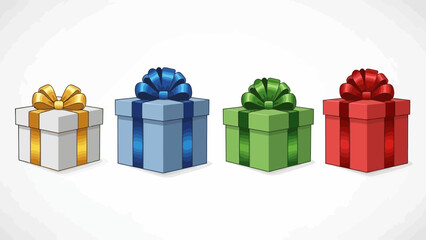 Fototapeta premium Festive Row of Gift Boxes with Colorful Bows - Celebratory Vector