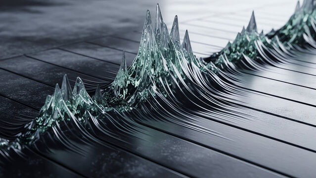 Visions of Glossy Glass Peaks on a Dark Surface
