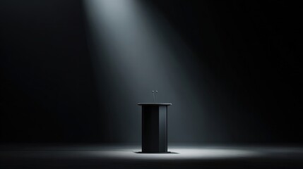 lamellar. Empty award podium with a spotlight on the center position, dark background, simple structure. event key visuals, club posters, designed for fitness apps and gym onboarding.