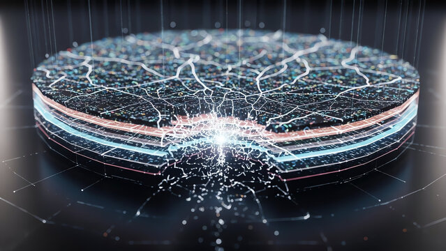 Circuit Disc Glowing Layers - Powered by Adobe