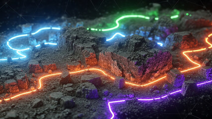 Naklejka premium Neon Lava Rock Landscape